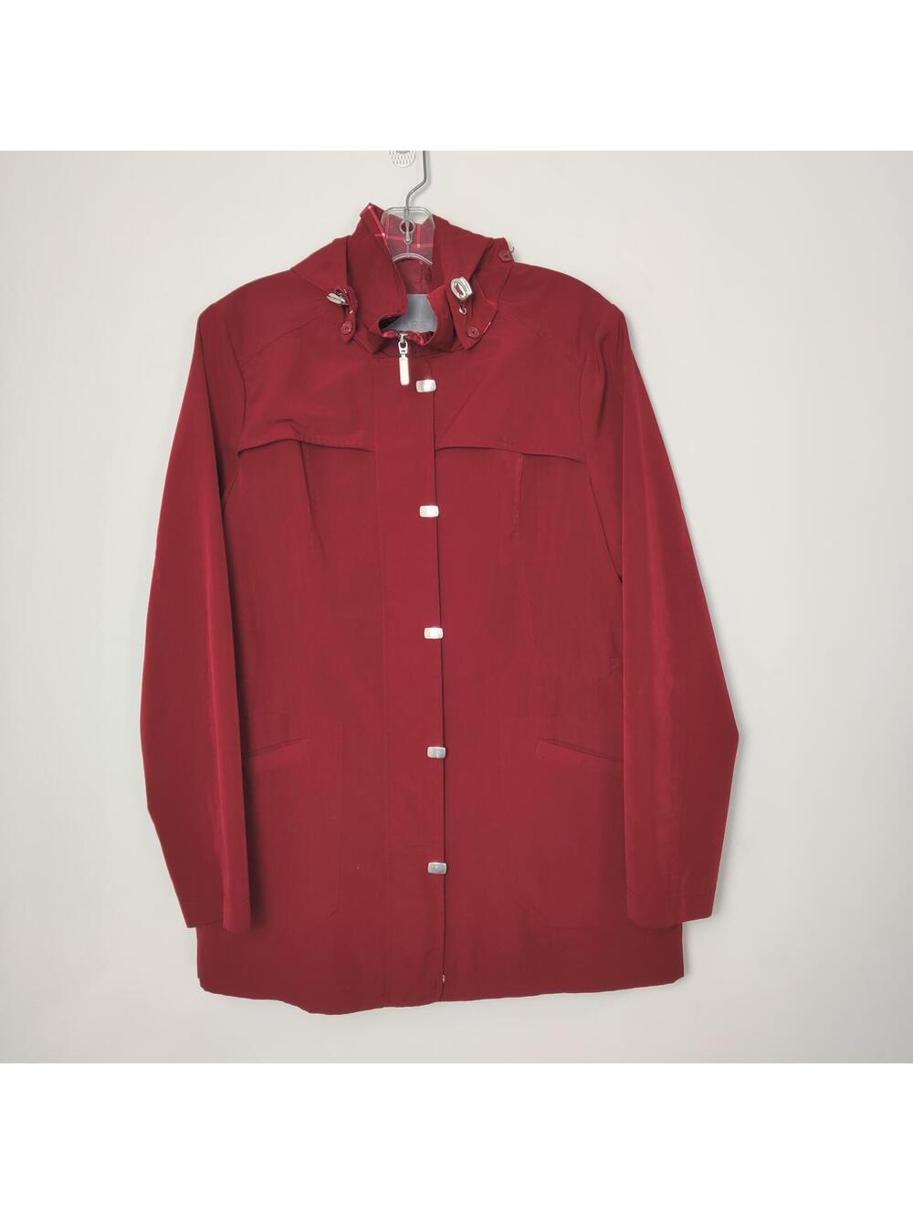 Sears Red Hooded Rain Jacket Women's Large 12/14
